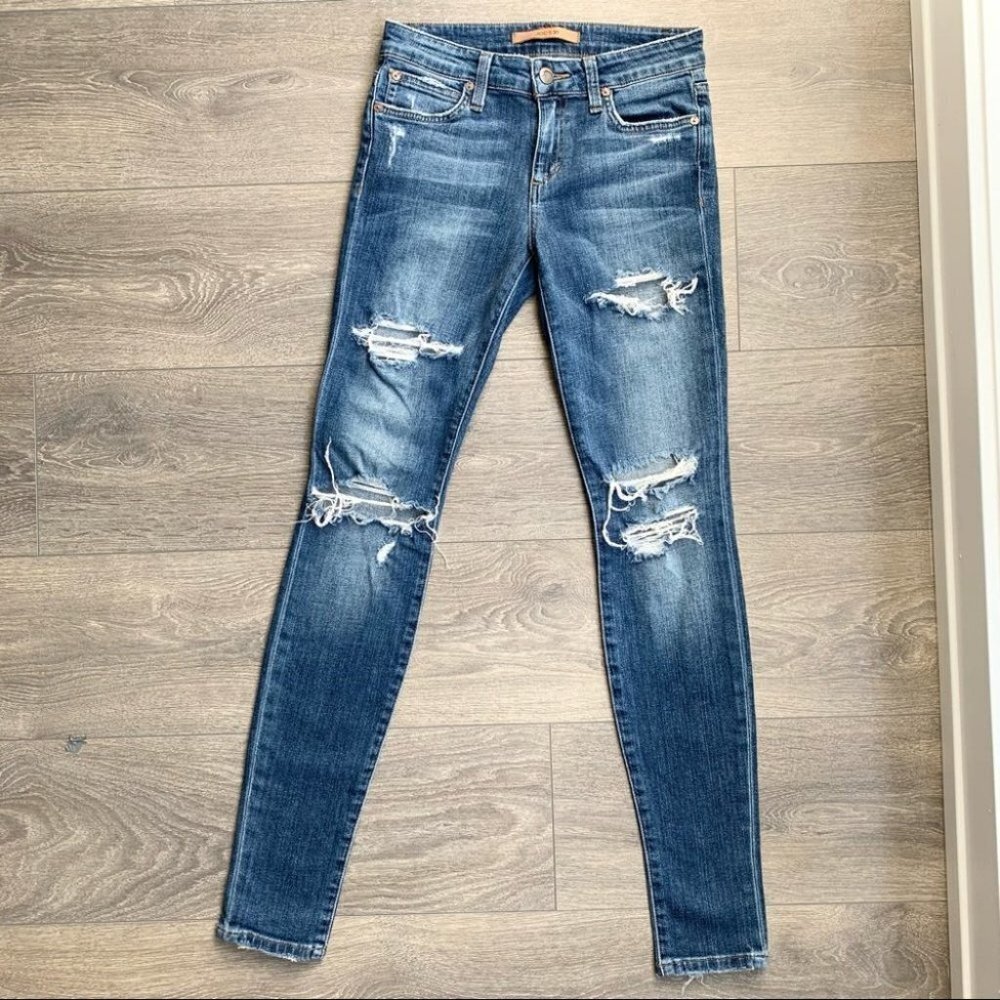 Joe's Jeans Skinny Jeans Icon Seneka Distressed Denim medium wash midrise 25 - Picture 7 of 16